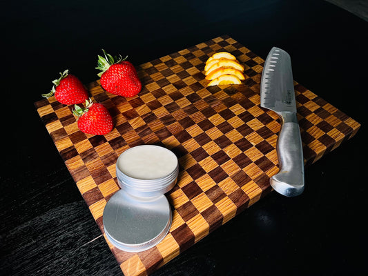 Checkerboard Pattern Cutting Board, Walnut & White Oak, Edge Grain Non-Porous, Anti-Bacterial